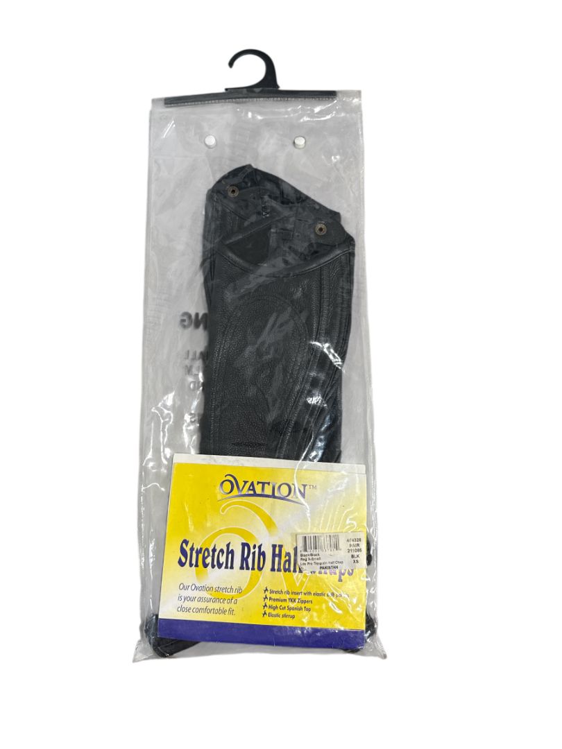 Ovation Women's Pro Top Grain Half Chaps  - Black /  XS  Calf / Regular   NEW