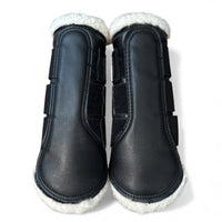DSB Dressage Sport Boots Original - Black with White Fleece / Size Large