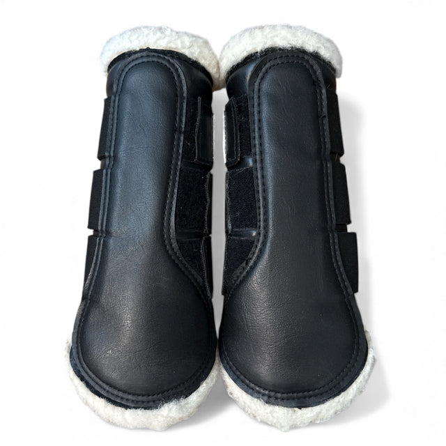 DSB Dressage Sport Boots Original - Black with White Fleece / Size Large