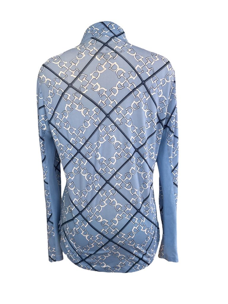 SanSoleil Bit Print Long Sleeve Sun Shirt - Blue / Size Medium