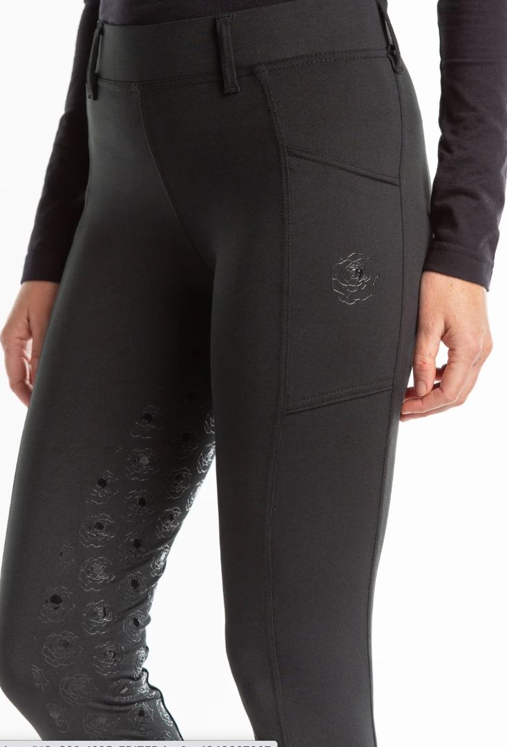 Hannah Childs Danielle Full Seat Riding Tights - Pitch Black / Size Large NEW