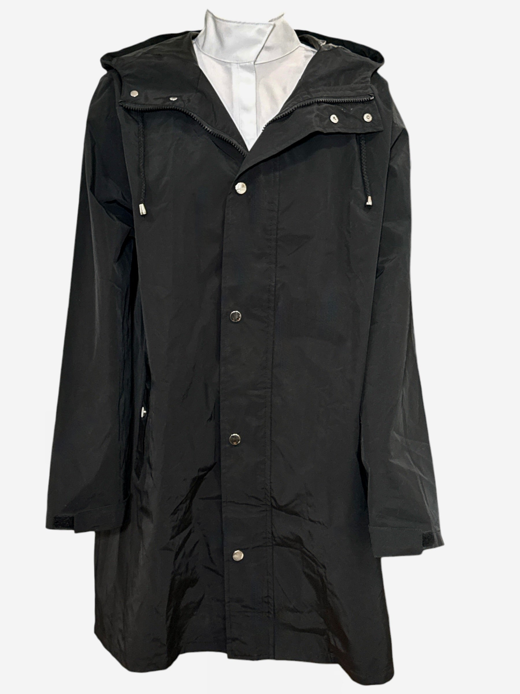 Black Long Rain Coat / Jacket / Shell Size Medium   NEW