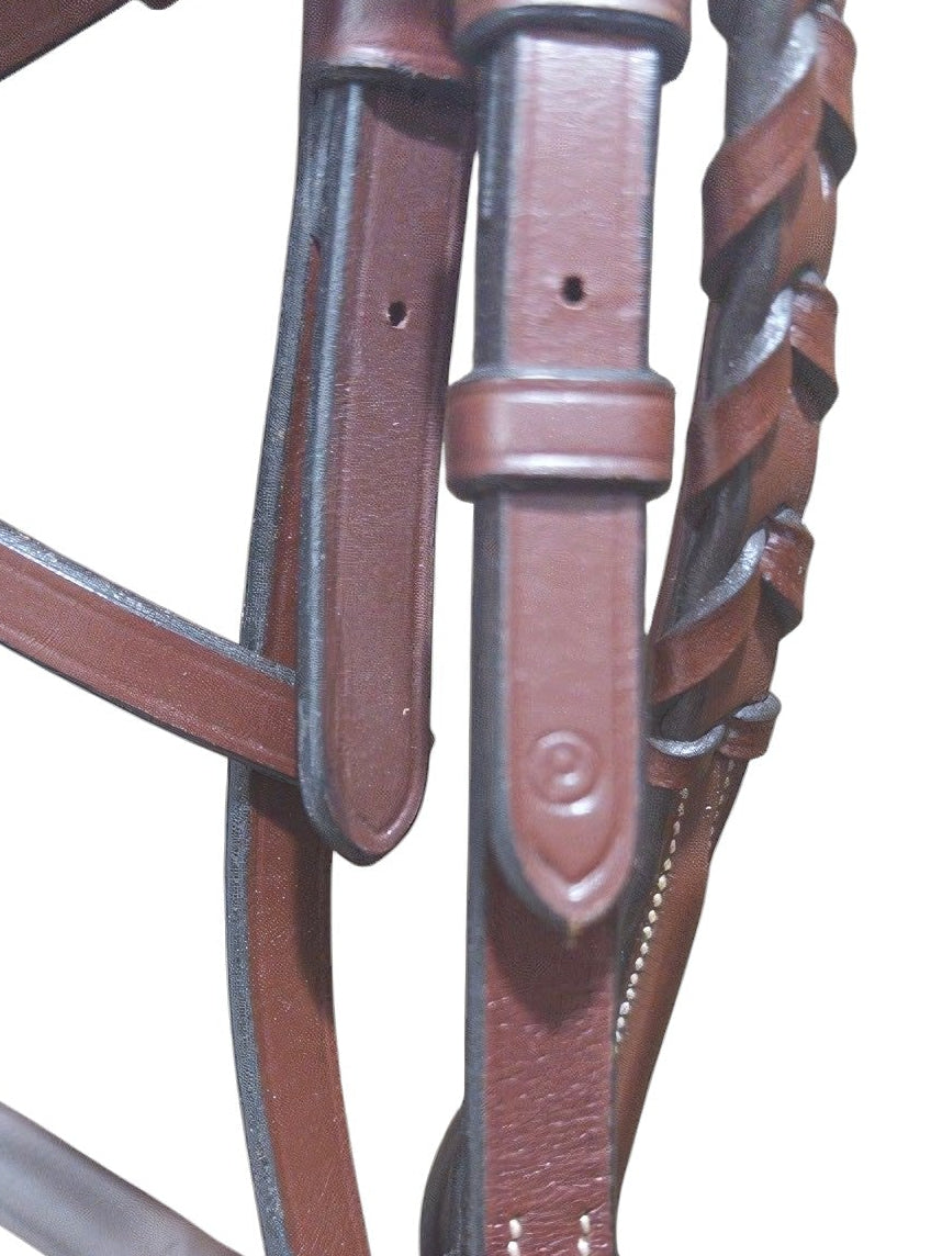 Beval Gladstone Fancy Stitch Bridle - Pony Size with Braided Reins