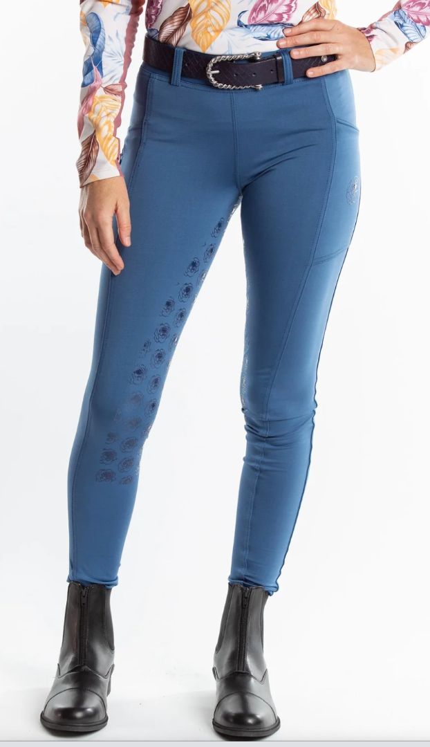 Hannah Childs Danielle Full Seat Riding Tights- Stone Blue / Size Medium NEW