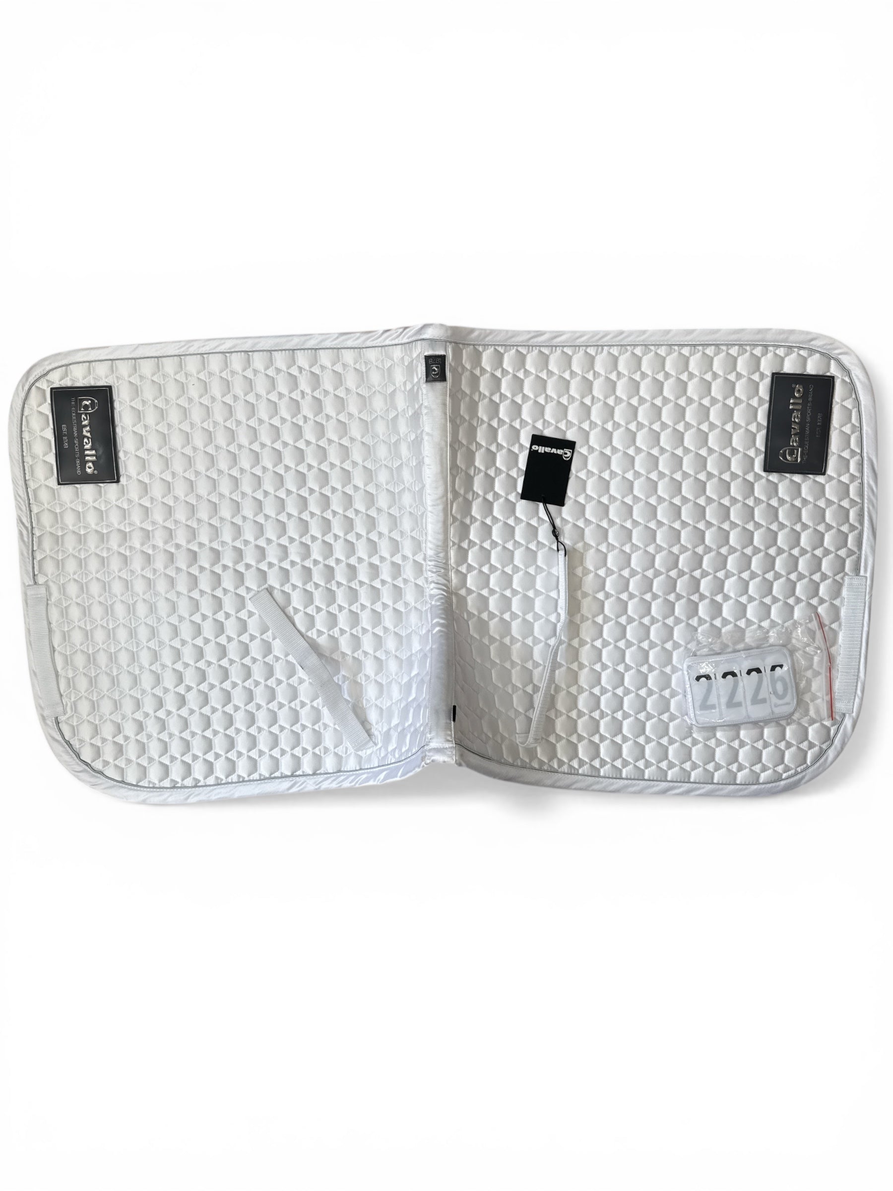 Cavallo Jolly Dressage Saddle Pad w/Velcro Number Holder  White