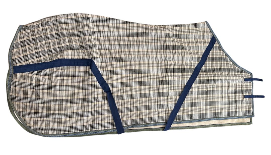 Original Baker Blanket 5/A Size 78 Baker Plaid, Navy Trim