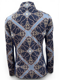 Arista Equestrian Long Sleeve Stirrup and Leather Design Shirt - Blue / Size Small