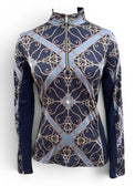 Long-sleeve top with intricate pattern on a white background