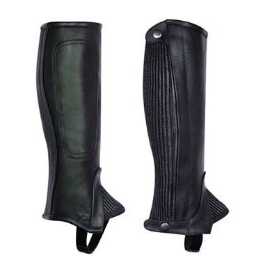 Perri's Professional Child Leather Zip Half Chaps - Black Youth Large  Calf /Tall  NEW