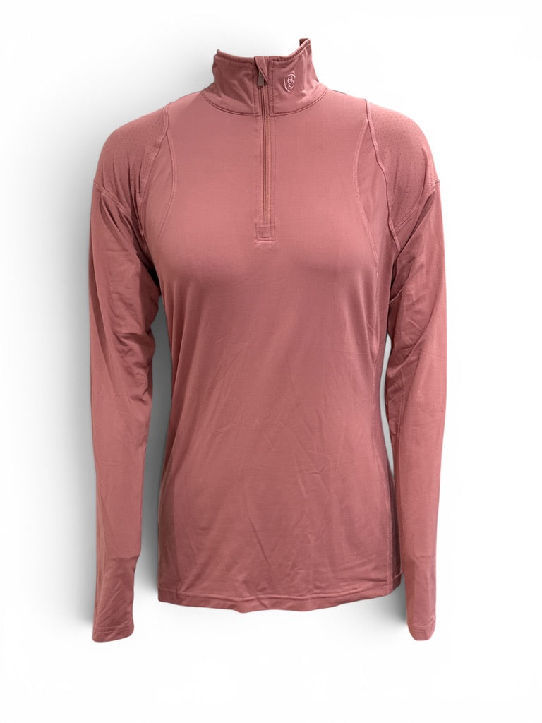 Ariat Tek Auburn 1/4 Zip Base Layer  Long Sleeve Training Shirt Pink Small