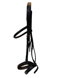 Ovation Elite Fancy Raised Flat Wide Noseband Traditional Crown -  Dark Brown / Full Size - (No Reins)
