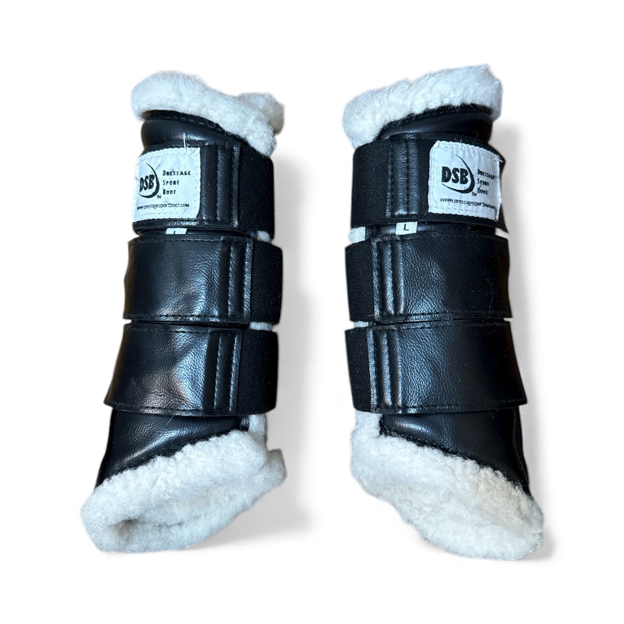 DSB Dressage Sport Boots Original - Black with White Fleece / Size Large