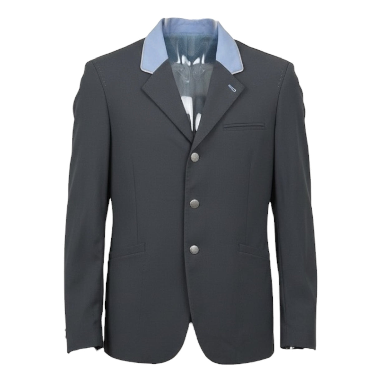 ALE Tailor Made Custom Show Coat Men's "The Iconic" "Campione" Grey with Light Blue Contrast Collar IT48