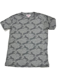 Horze Kids Grey Horse Print Organic Tee - Size Youth XL