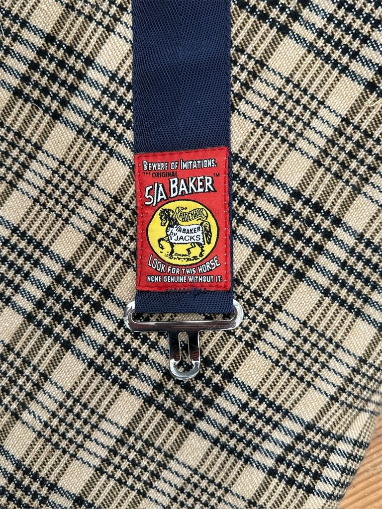 Original Baker Blanket 5/A Size 78 Baker Plaid, Navy Trim