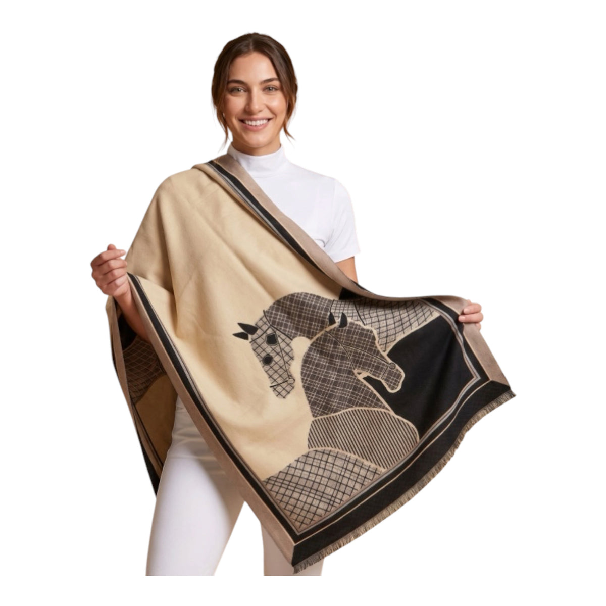 Tack and Tweed X SP Rhodes Tuxexdo Pony Equestrian Scarf/Throw NEW