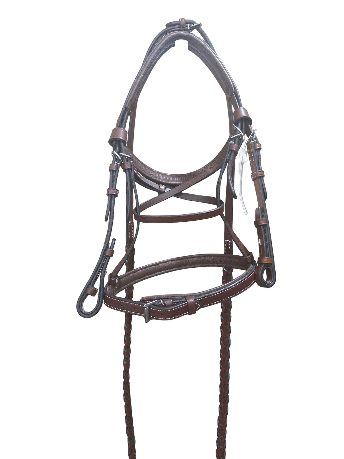 Beval Gladstone Fancy Stitch Bridle - Pony Size with Braided Reins