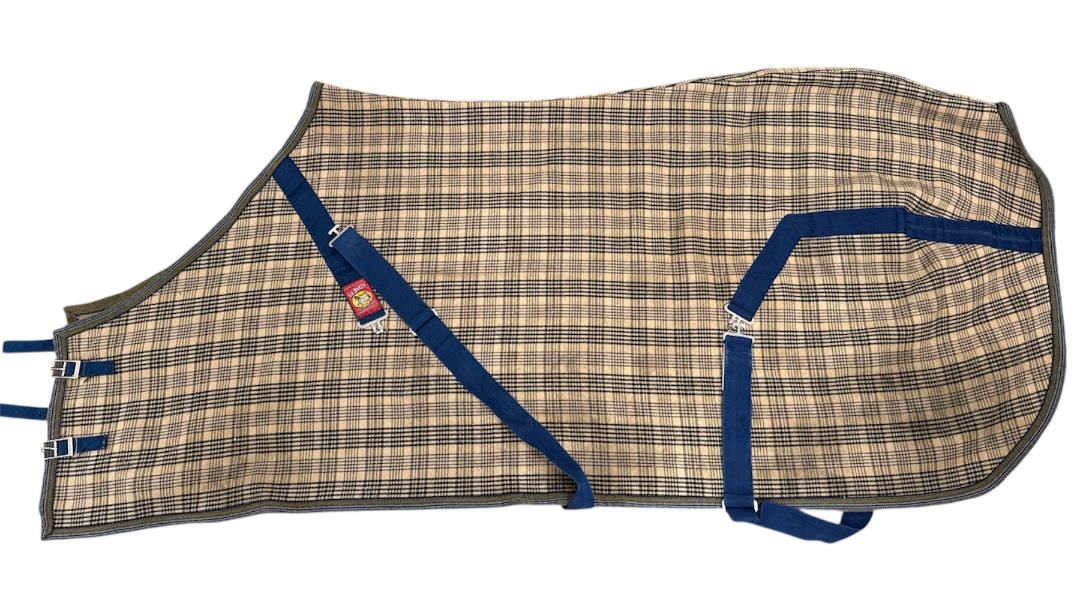 Original Baker Blanket 5/A Size 78 Baker Plaid, Navy Trim