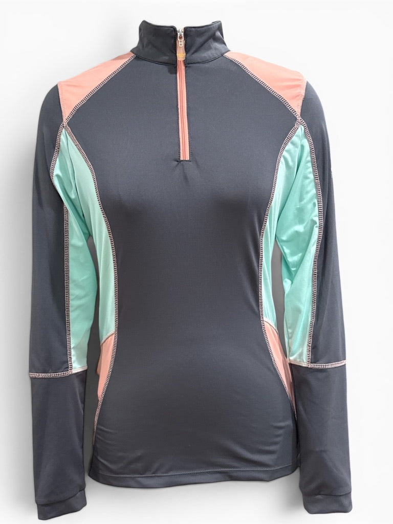Kastel Denmark Color Block Longsleeve Training Shirt Grey/Peach/Mint Green Small