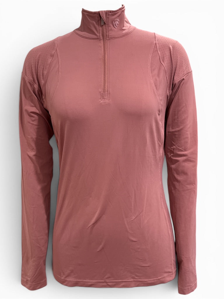 Ariat Tek Auburn 1/4 Zip Base Layer  Long Sleeve Training Shirt Pink Small