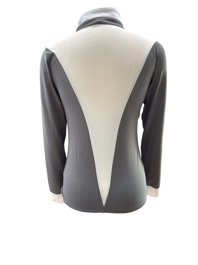 Free Ride Equestrian Devon Women's Show Shirt -  Grey / Size Medium  NEW