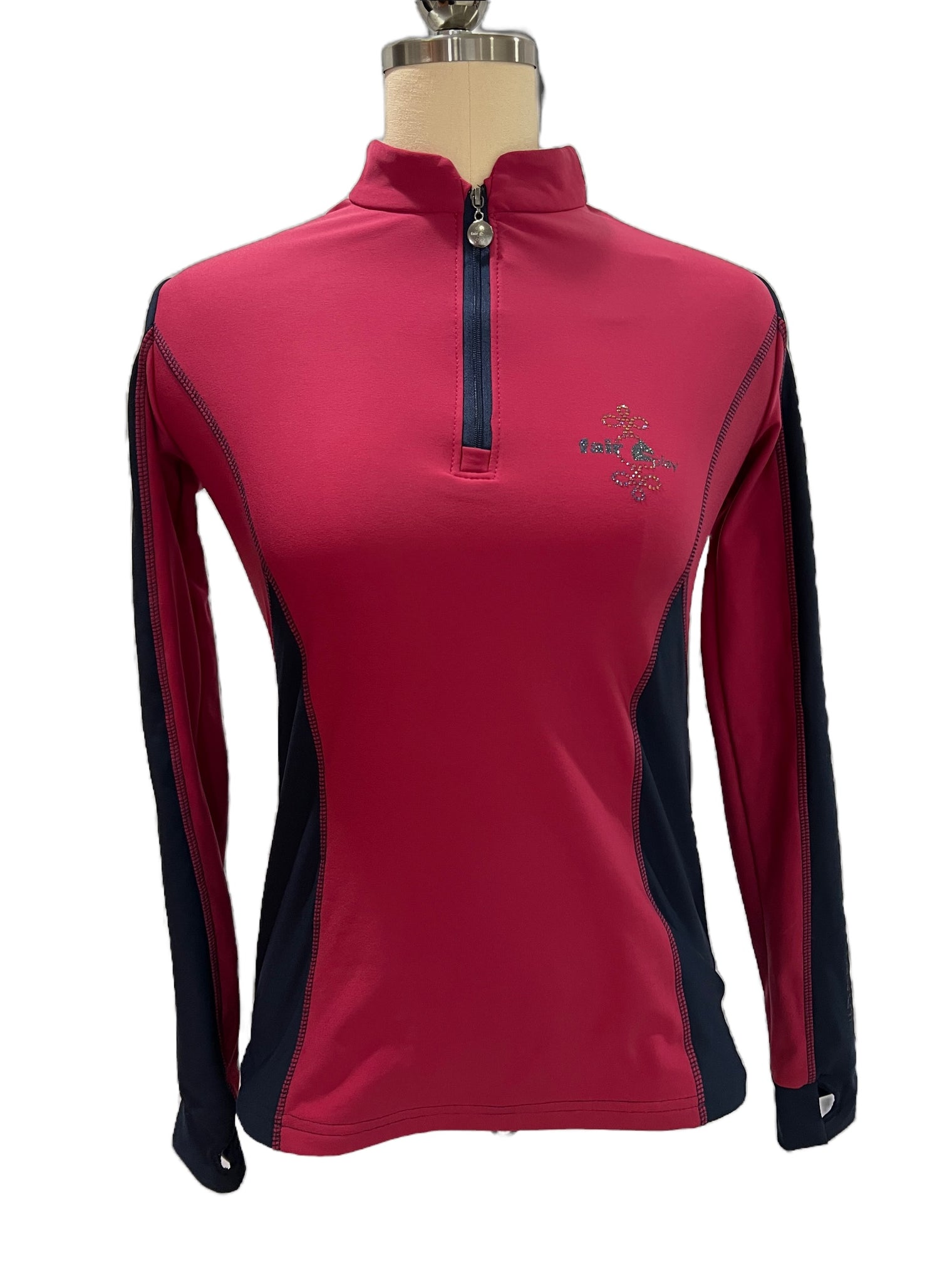 Fair Play Half Turtleneck KAMILA Dark Pink-Navy Medium New w/Tags