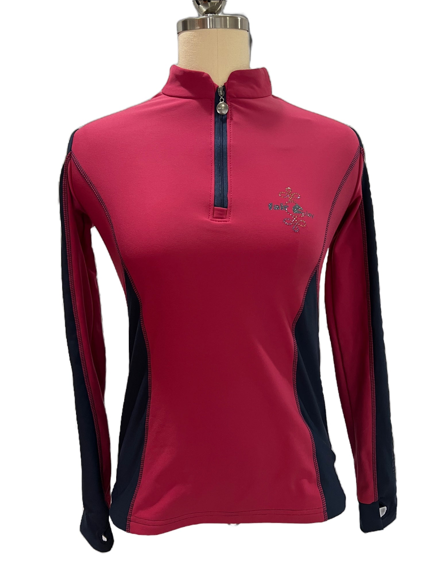 Fair Play Half Turtleneck KAMILA Dark Pink-Navy Medium New w/Tags