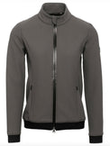 Gray jacket with a black zipper on a white background