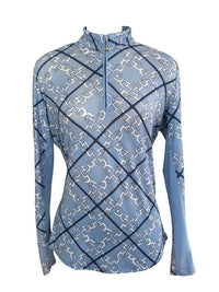 SanSoleil Bit Print Long Sleeve Sun Shirt - Blue / Size Medium