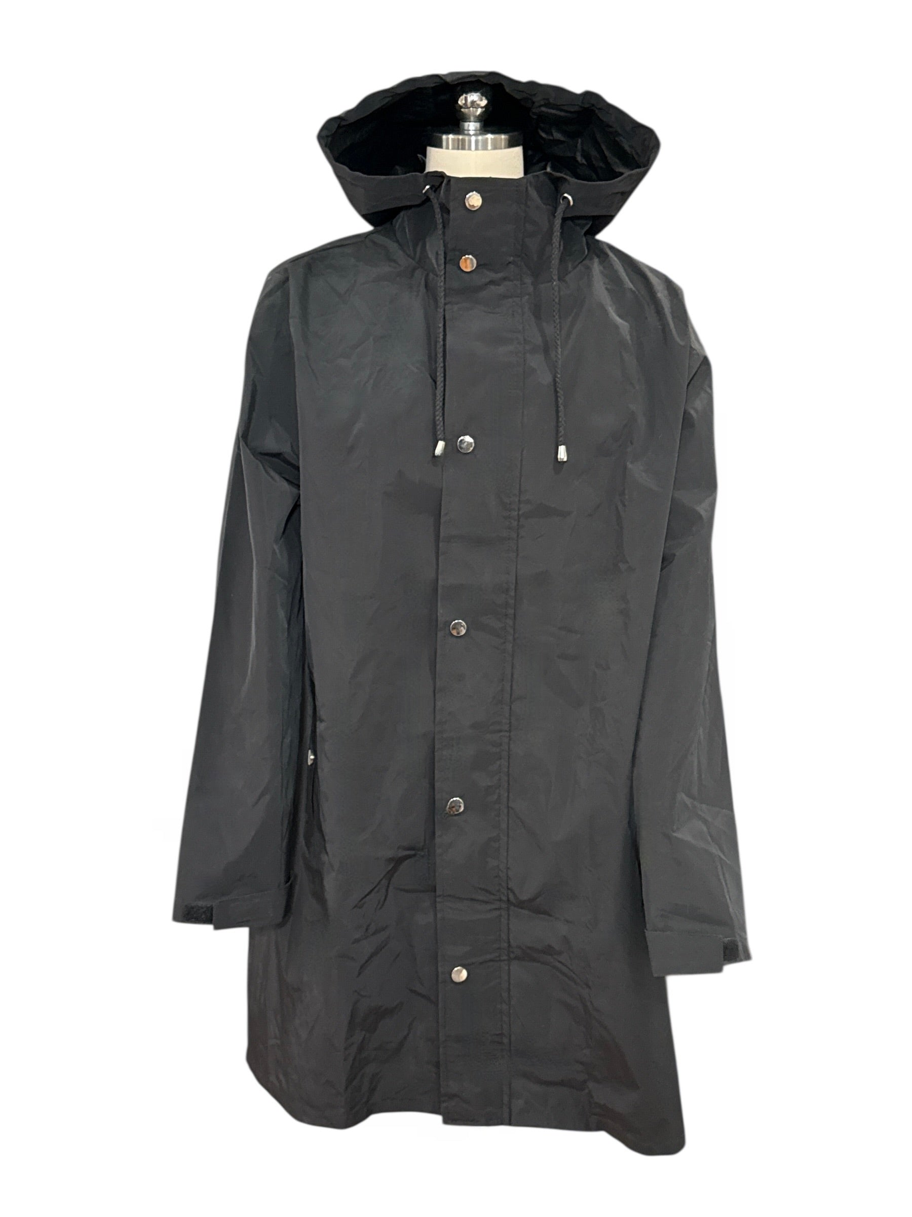 Black Long Rain Coat / Jacket / Shell Size Medium   NEW