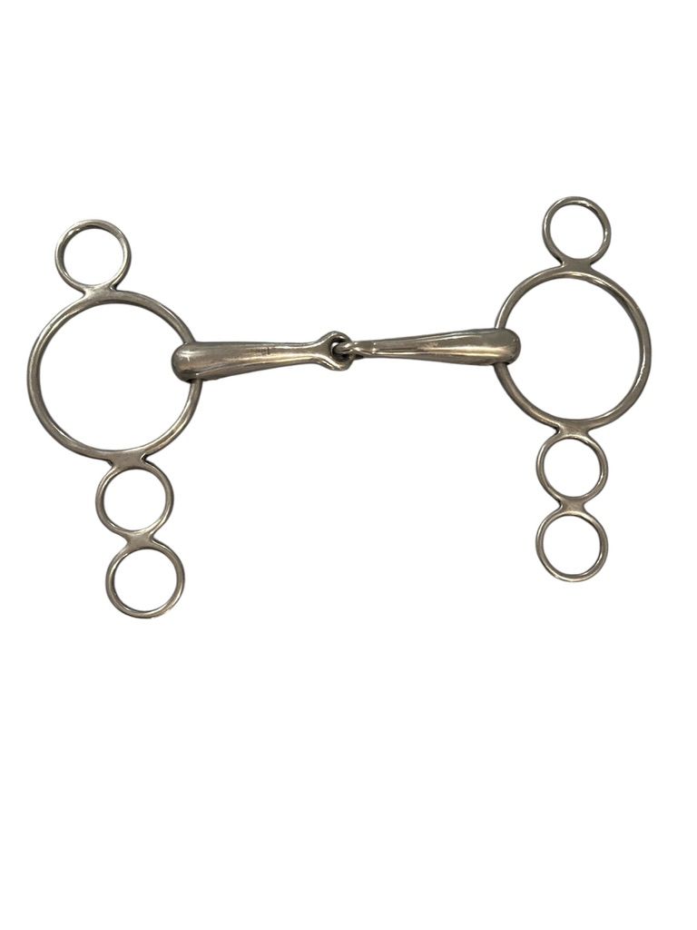 Stainless Steel Jointed 3 Ring Dutch Gag Bit 5 1/2"