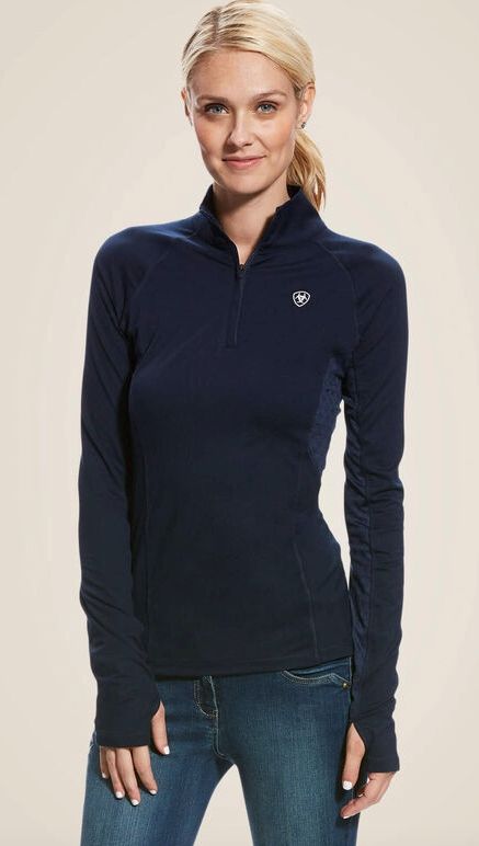 Ariat Lowell 2.0 1/4 Zip Base Layer Training Shirt Navy Blue Small NEW