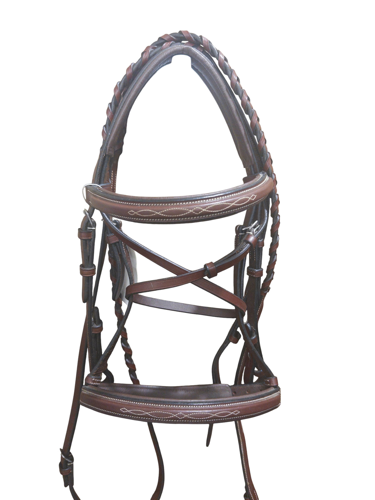 Beval Gladstone Fancy Stitch Bridle - Pony Size with Braided Reins