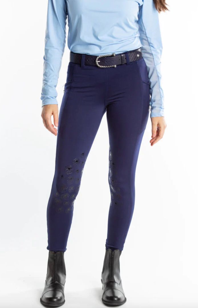 Hannah Childs Danielle Knee Grip Seat Riding Tights Midnight Navy / Size Large NEW