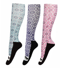 Equine Couture Women's Kelsey Padded Knee Hi Boot Socks 3 Pack - Hot Pink/Aqua/Purple NEW