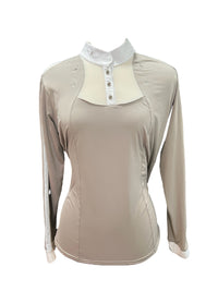 Fair Play Women's Lorella Long Sleeve Competition Shirt - Beige/White XXXL
