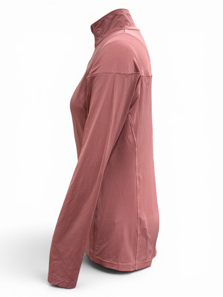 Ariat Tek Auburn 1/4 Zip Base Layer  Long Sleeve Training Shirt Pink Small