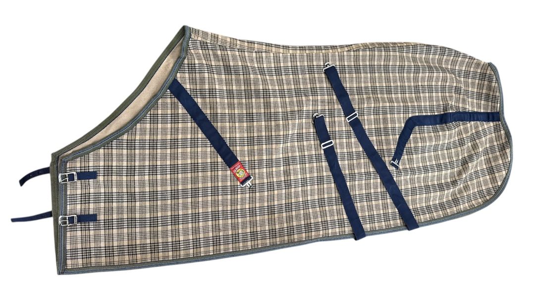 Original Baker Blanket 5/A Size 78 Baker Plaid, Navy Trim