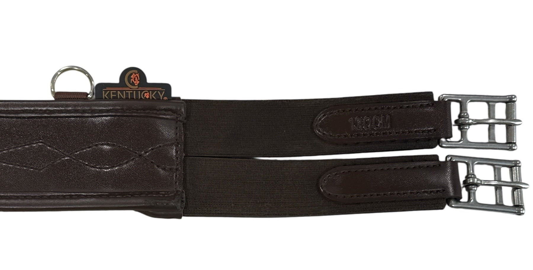 Kentucky Horsewear Sheepskin Stud Girth - Brown Leather / Cream & Black Sheepskin Liners 130 cm / 52"