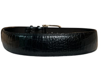 Sandy Duftler Spur Belt - 2" Black Leather Croc / Size 36