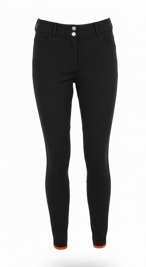 Black riding pants with a white background