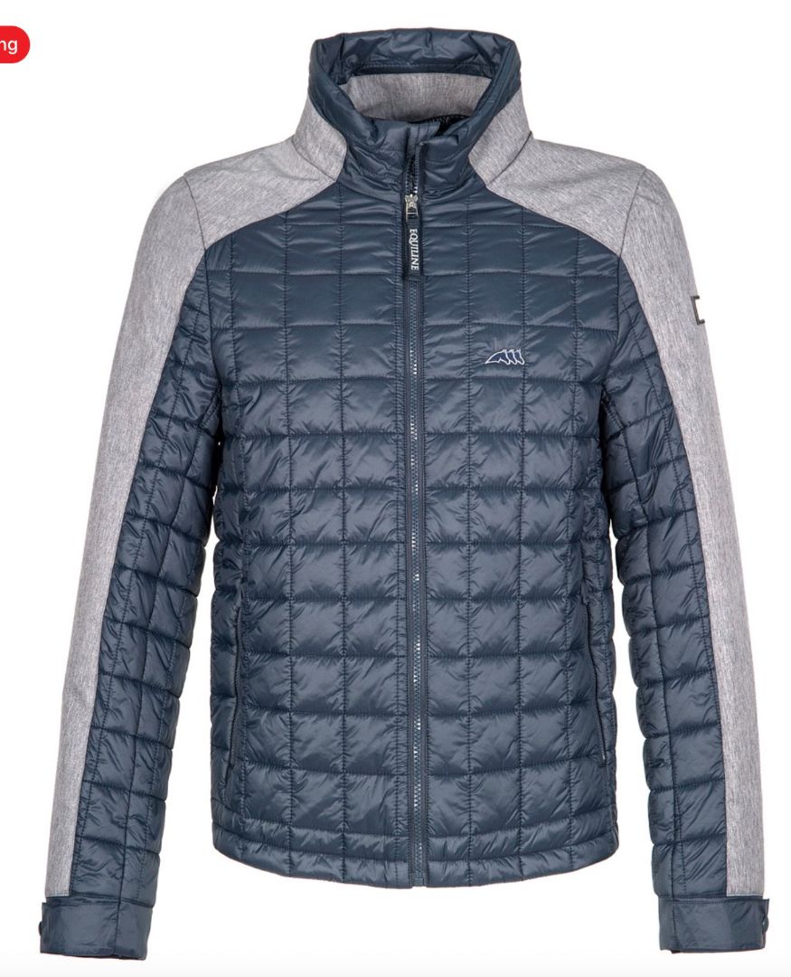 Equiline Men's Padded Jacket Navy and Grey Size Medium