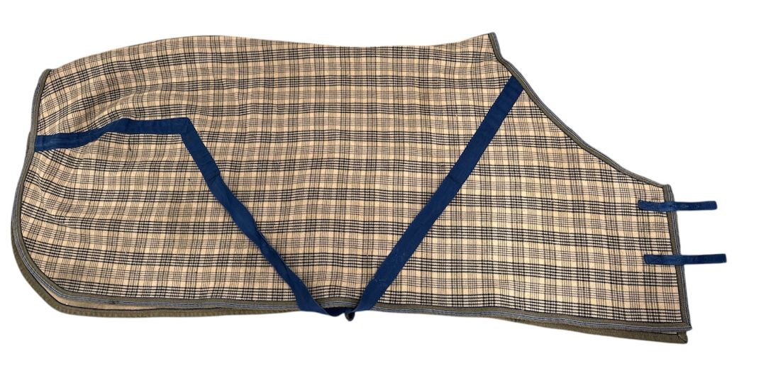 Original Baker Blanket 5/A Size 78 Baker Plaid, Navy Trim