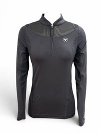 Ariat Women's Ascent 1/4 Zip Baselayer Training Shirt - Black / Size Small