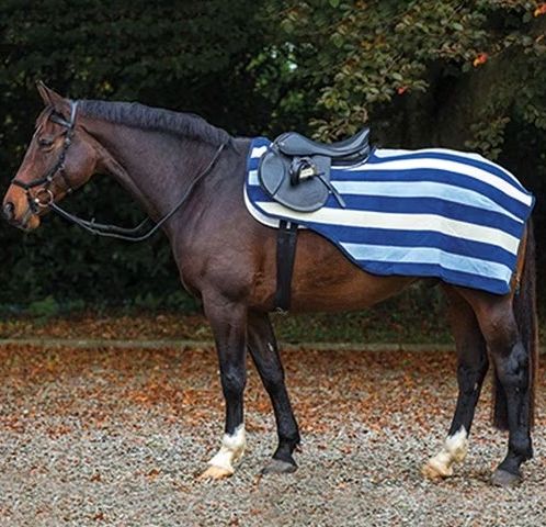 Horseware Ireland Rambo Fleece Navy Stripe Exercise / Competition Blanket - Blue Stripe / Size Large