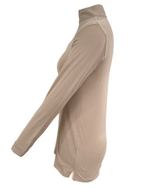 The Tailored Sportsman Women's Long Sleeve Sun Shirt - Tan with Orange Zipper / Size Small