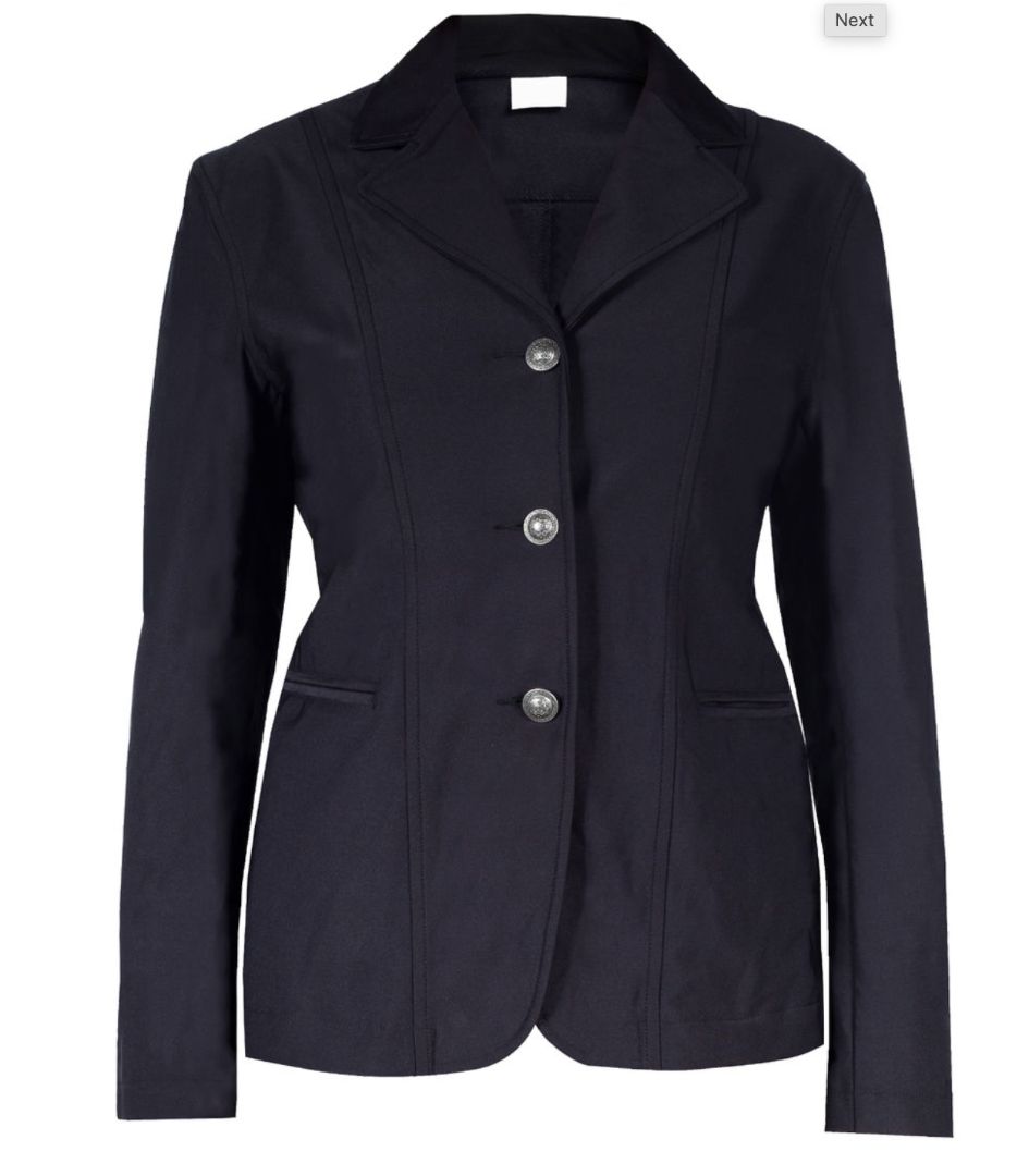Black jacket with silver buttons on a white background