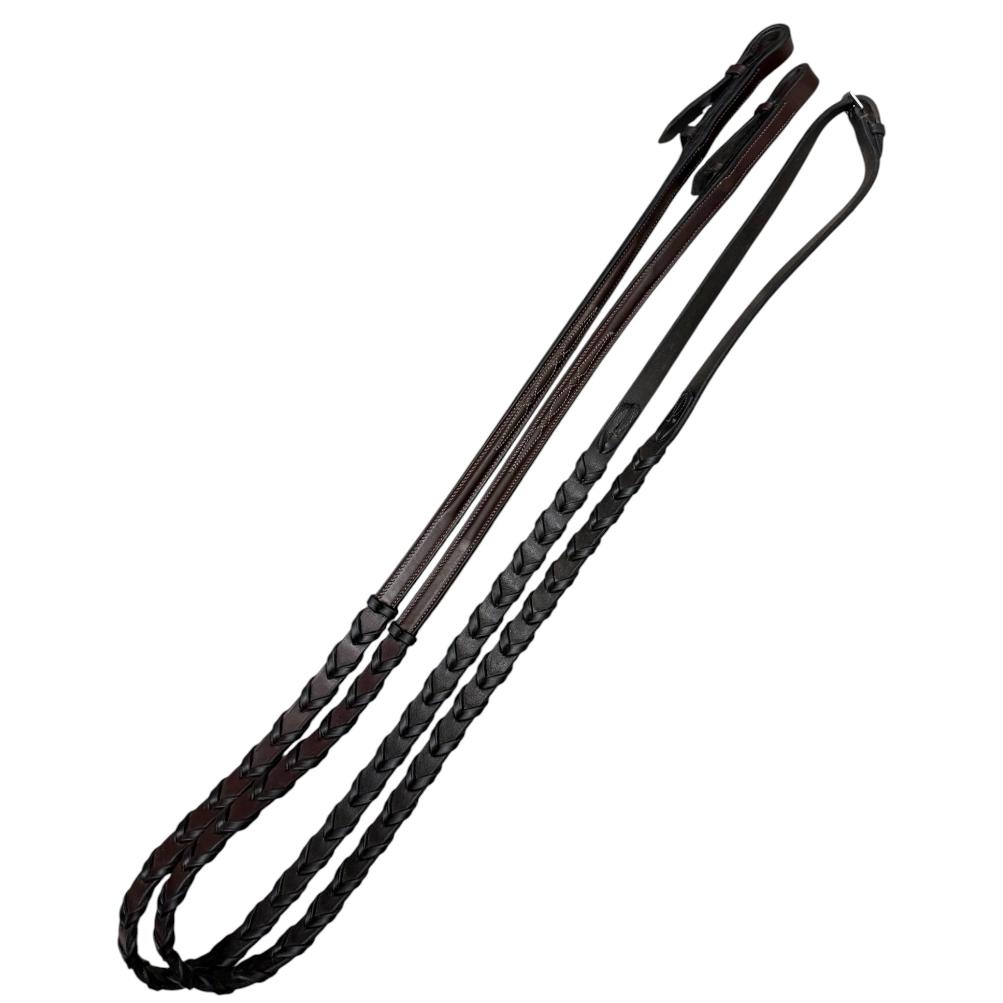 Fancy Stitch Raised Leather Braided Reins 5/8" - Full / Horse