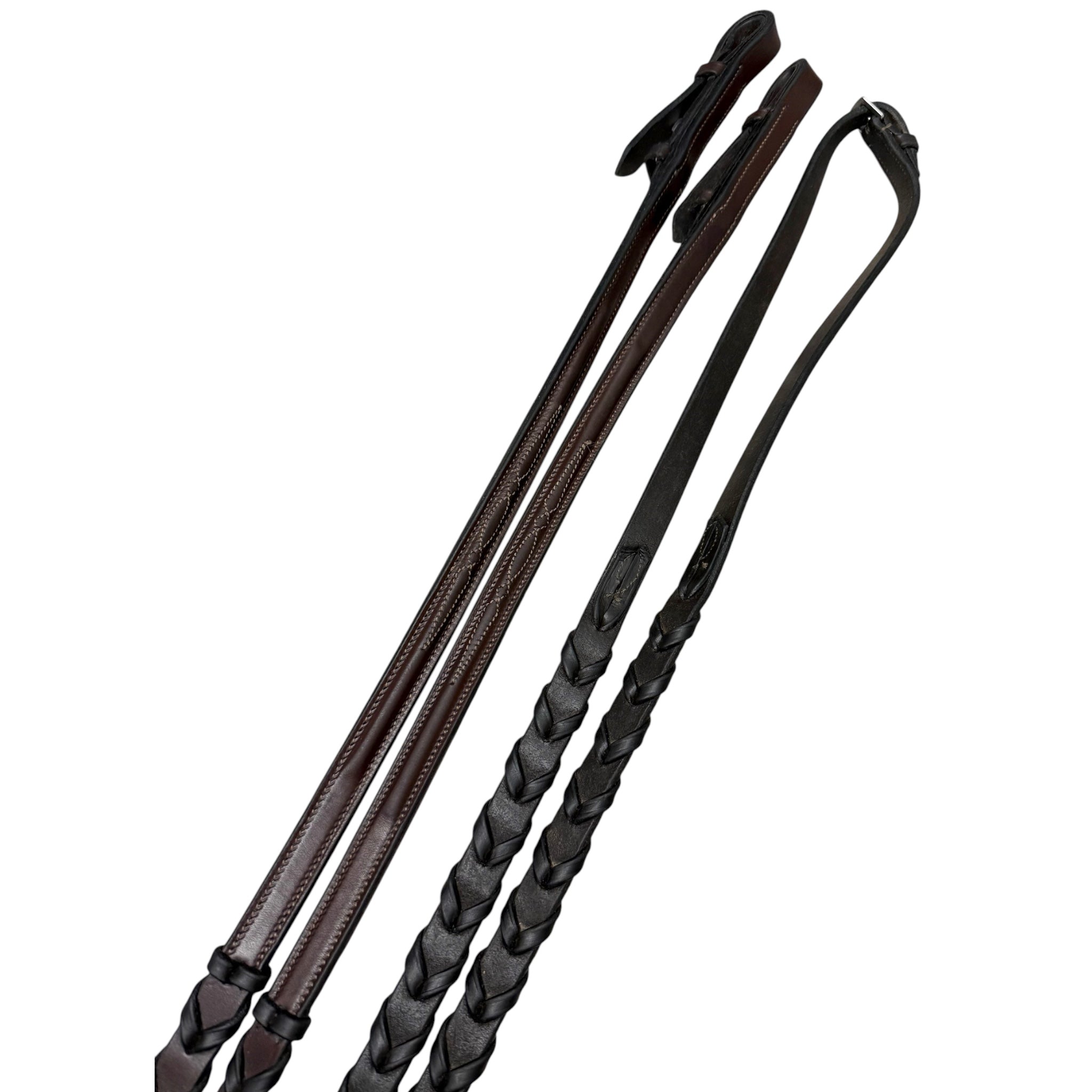 Fancy Stitch Raised Leather Braided Reins 5/8" - Full / Horse