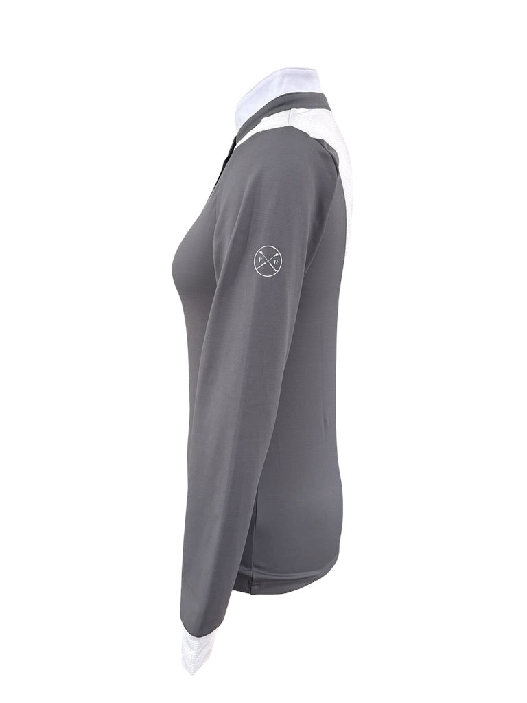 Free Ride Equestrian Devon Women's Show Shirt -  Grey / Size Medium  NEW